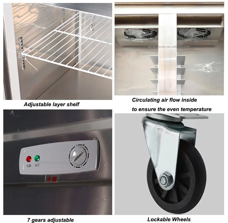 Commercial Four Door Vertical Freezer Stainless Steel Air Cooling Energy Efficient Double-Temperature