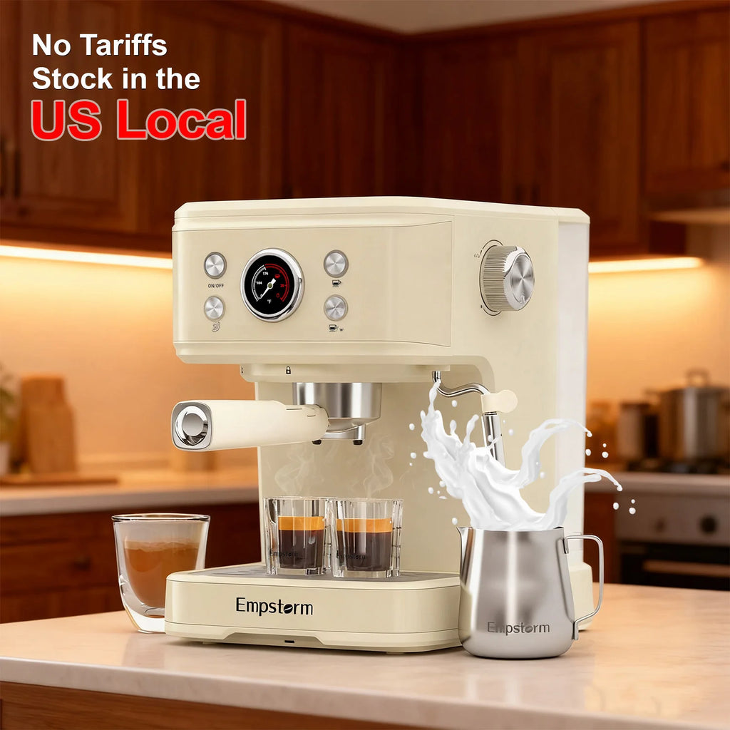 Empstorm 04E Retro Minimalist Coffee Machine for Espresso Cappuccino & Latte for Office Hotels Outdoor Use Electric