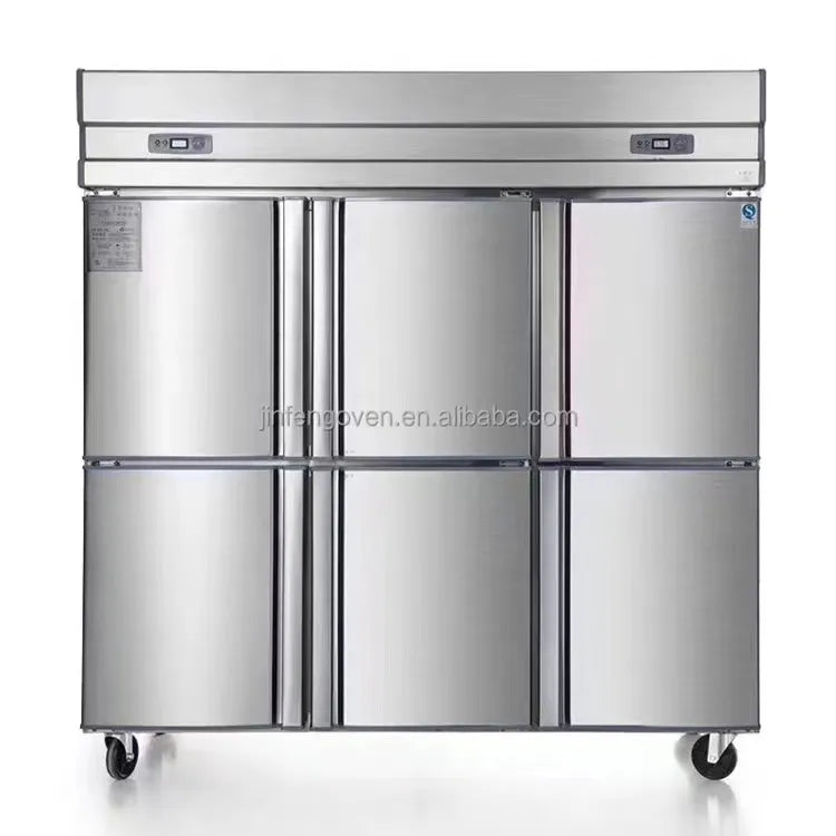 Commercial Four Door Vertical Freezer Stainless Steel Air Cooling Energy Efficient Double-Temperature