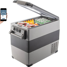 58 Qt Dual Zone Portable Freezer 12 Volt Car Refrigerator with Cooler Compressor 110-240V DC for 24-Hour Use
