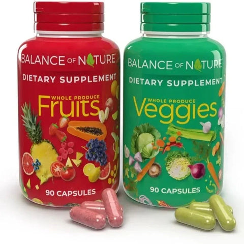 Balance of Nature Fruits & Veggies Capsules Whole Food Vegan 180 Count Set
